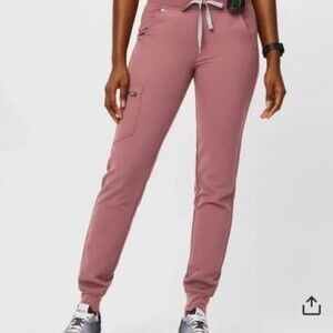 FIGS Zamora Jogger Scrub Pants Womens Size XSP Mauve Pink Drawstring Cargo